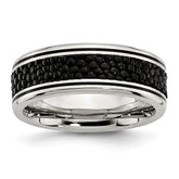 Sophia Jewelers Stainless Steel Wedding Band with Polished Stingray Texture Engravable