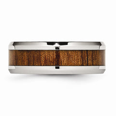 Sophia Jewelers Polished Stainless Steel and Wood Enamel 8mm Comfort Fit Wedding Band
