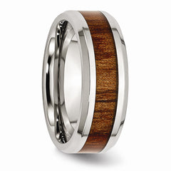 Sophia Jewelers Polished Stainless Steel and Wood Enamel 8mm Comfort Fit Wedding Band