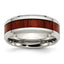 Red Koa Wood Inlay Wedding Band in Stainless Steel, 8mm