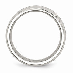 Stainless Steel Wedding Band with Polished Wood Inlay Comfort Fit