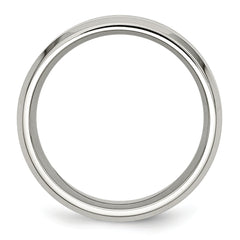 Stainless Steel Polished with Black Koa Wood Inlay Enameled 8mm Band