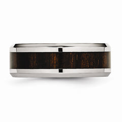Sophia Jewelers Stainless Steel Black Wood Inlay Comfort Fit Wedding Band