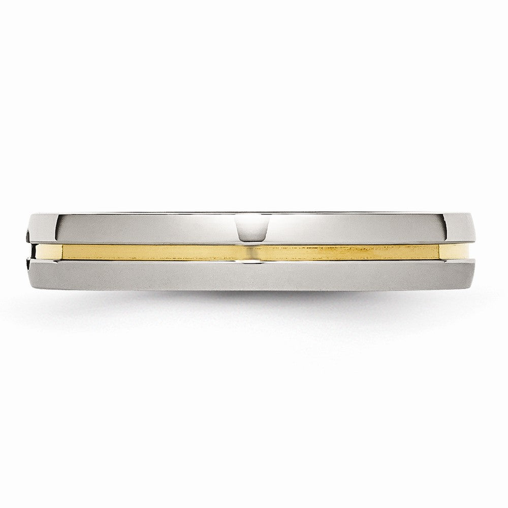 Stainless Steel Polished Yellow IP-plated .025pt. Diamond 4mm Band
