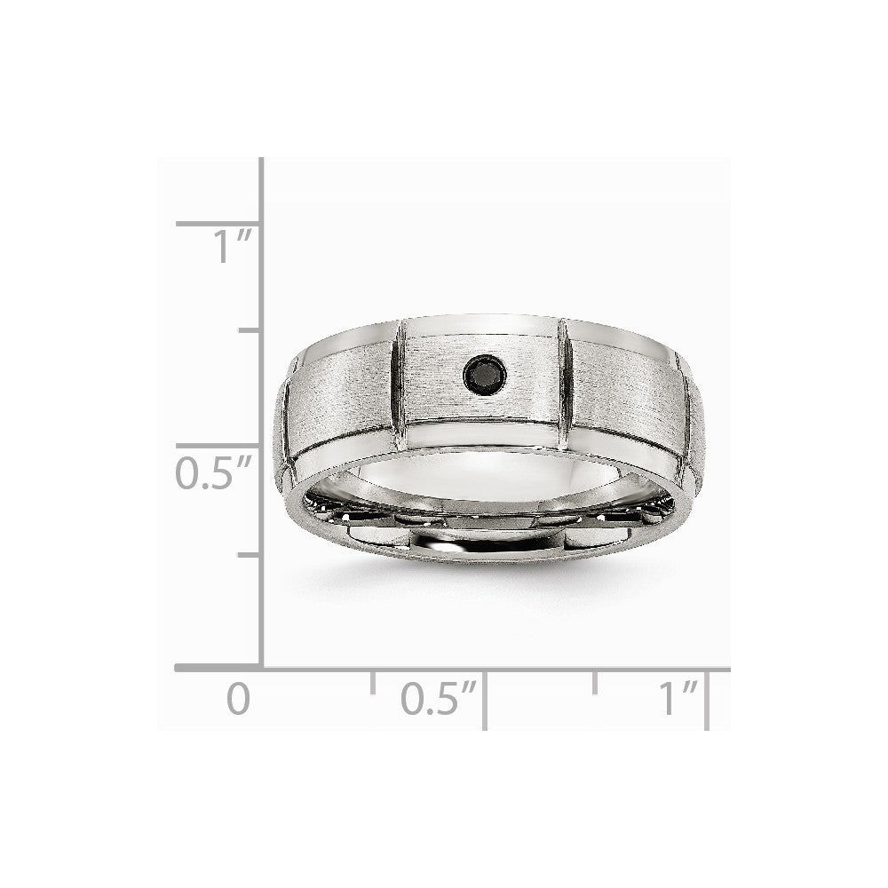 Stainless Steel Polished/Brushed 0.05pt. Diamond 8mm Band