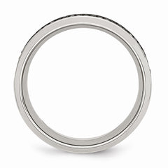 Sophia Jewelers Polished Stainless Steel Diamond Wedding Band Elegant 10mm Design