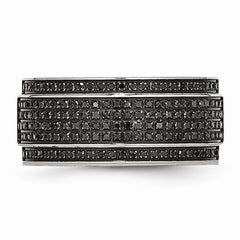 Stainless Steel 10mm Diamond Wedding Band with Ridged Edge