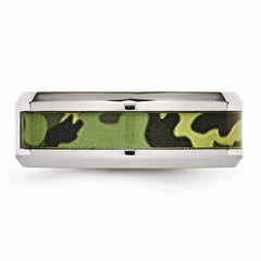 Sophia Jewelers Stainless Steel Diamond Camouflage 8mm Polished Wedding Band