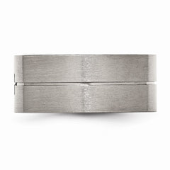 Stainless Steel Matte Black Wedding Band with Natural Diamond Accent