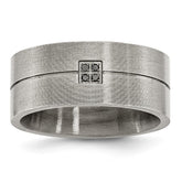 Stainless Steel Matte Black Wedding Band with Natural Diamond Accent