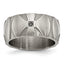 Stainless Steel Wedding Band with Natural Diamond and Antiqued Finish