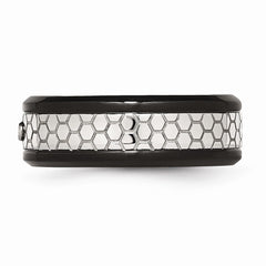 Sophia Jewelers Stainless Steel Diamond Wedding Band Black IP-Plated Engravable