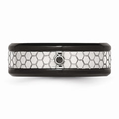 Sophia Jewelers Stainless Steel Diamond Wedding Band Black IP-Plated Engravable