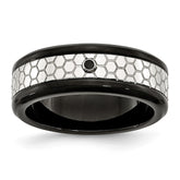 Sophia Jewelers Stainless Steel Diamond Wedding Band Black IP-Plated Engravable
