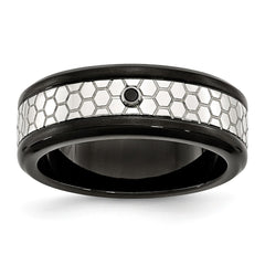 Sophia Jewelers Stainless Steel Diamond Wedding Band Black IP-Plated Engravable