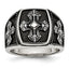 Stainless Steel Men's Cross Ring with Polished Antiqued Finish