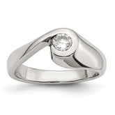 Sophia Jewelers Polished Stainless Steel CZ Fashion Ring in Elegant White - 6 - 6