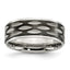 Black Grooved Wedding Band in Stainless Steel, 8mm
