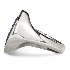 StainleSterling Silver Steel Polished with Blue Druzy Stone Ring