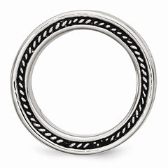 Stainless Steel Wedding Band with Polished Antiqued Finish 9mm