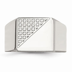 Sophia Jewelers Men's Stainless Steel Crystal Polished Ring - 9 - 9