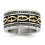 Stainless Steel Antiqued and Polished Yellow IP-plated 13.25mm Band