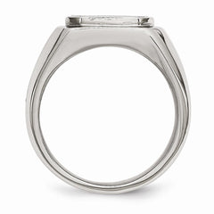 Sophia Jewelers Men's Polished Stainless Steel Black Enameled Ring