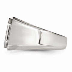 Sophia Jewelers Men's Polished Stainless Steel Black Enameled Ring