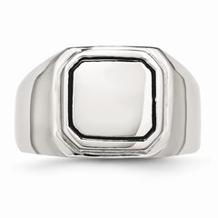 Sophia Jewelers Men's Polished Stainless Steel Black Enameled Ring