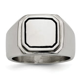 Sophia Jewelers Men's Polished Stainless Steel Black Enameled Ring