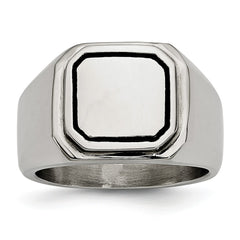 Sophia Jewelers Men's Polished Stainless Steel Black Enameled Ring