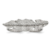 Sophia Jewelers Polished Antiqued Stainless Steel Crystal Leaf Two-Finger Ring - 6 - 6