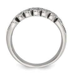 Sophia Jewelers Stainless Steel Marcasite Fashion Ring with Polished Antiqued Finish