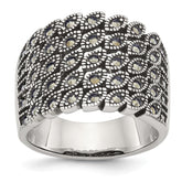 Sophia Jewelers Stainless Steel Marcasite Fashion Ring with Polished Antiqued Finish