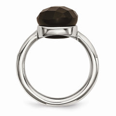 Sophia Jewelers Stainless Steel Fashion Ring with Polished Brown Glass