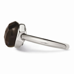 Sophia Jewelers Stainless Steel Fashion Ring with Polished Brown Glass