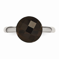Sophia Jewelers Stainless Steel Fashion Ring with Polished Brown Glass
