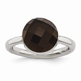 Sophia Jewelers Stainless Steel Fashion Ring with Polished Brown Glass
