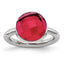 Stainless Steel Polished Red Glass Ring