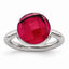 Sophia Jewelers Polished Stainless Steel Red Glass Fashion Ring