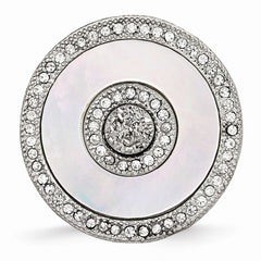 Sophia Jewelers Stainless Steel Mother of Pearl Crystal Polished Ring
