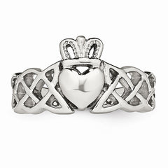 Sophia Jewelers Polished Stainless Steel Claddagh Ring Elegant Themed Design