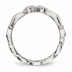 Sophia Jewelers Polished Stainless Steel Claddagh Cross Ring 6mm Elegant Design