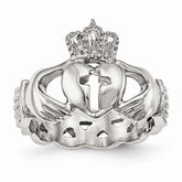 Sophia Jewelers Polished Stainless Steel Claddagh Cross Ring 6mm Elegant Design