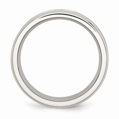 Stainless Steel Wedding Band with CZ Green Camo Polished Finish