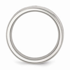 Stainless Steel Wedding Band with CZ Polished Camo Comfort Fit