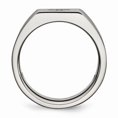 Sophia Jewelers Men's Polished Stainless Steel Ring with CZ Elegance