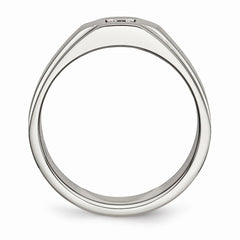Sophia Jewelers Men's Stainless Steel CZ Ring with Polished Brushed Finish