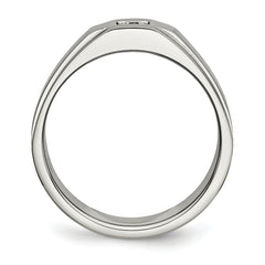 Stainless Steel Brushed and Polished with CZ Ring