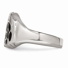 Sophia Jewelers Polished Black Enamel Eagle Men's Ring, Stainless Steel